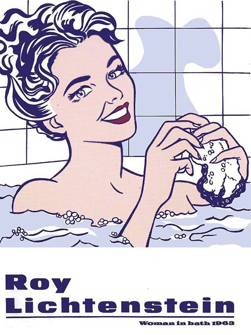 Woman in Bath, A Large Vintage Roy Lichtenstein Exibition Poster Print: Woman in Bath 1963, A Large Vintage Roy Lichtenstein exhibition poster print. This is an offset lithography from the painting As Woman in Bath (1963) Oil and magna on canvas in the Private collection 