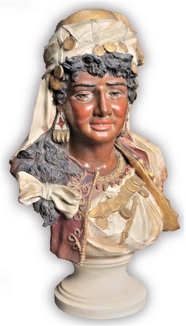 19th C. An Orientalist Woman Ceramic Bust (1 of 5)