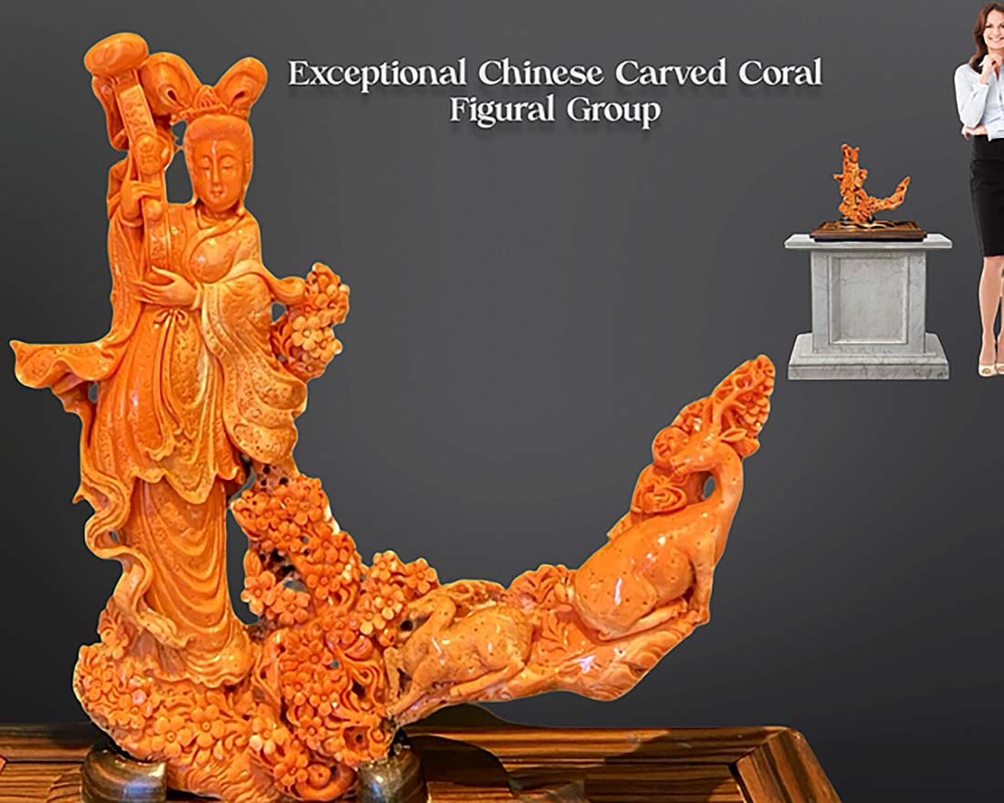 An Exceptional Chinese Carved Coral Figurine Group (1 of 10)