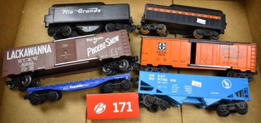 Lionel Hopper, Lionel Flat Car, Box Car  and  2 Tenders (1 of 1)