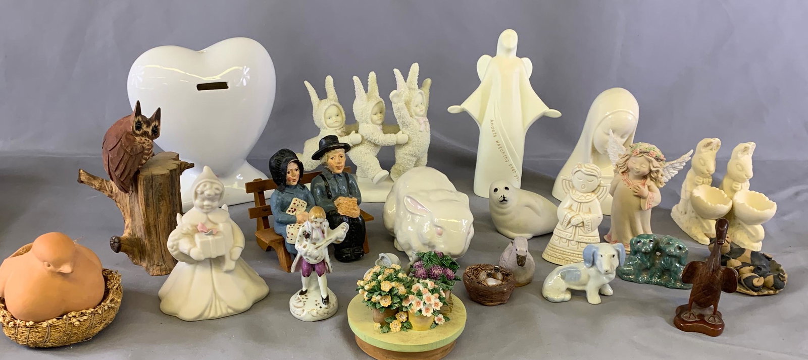Misc. Statues and Wooden Owl on Driftwood: Misc. Statues and Wooden Owl on Driftwood