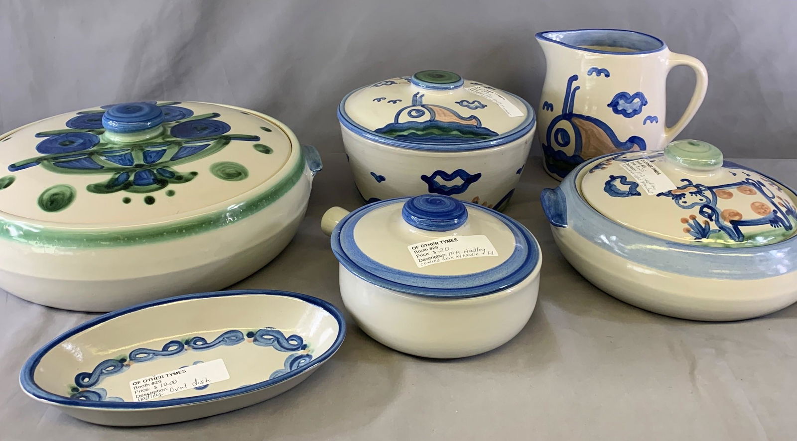 MA Hadley Pottery: Pitcher, Bowls, etc. (6 Pieces): MA Hadley Pottery: Pitcher, Bowls, etc. (6 Pieces)