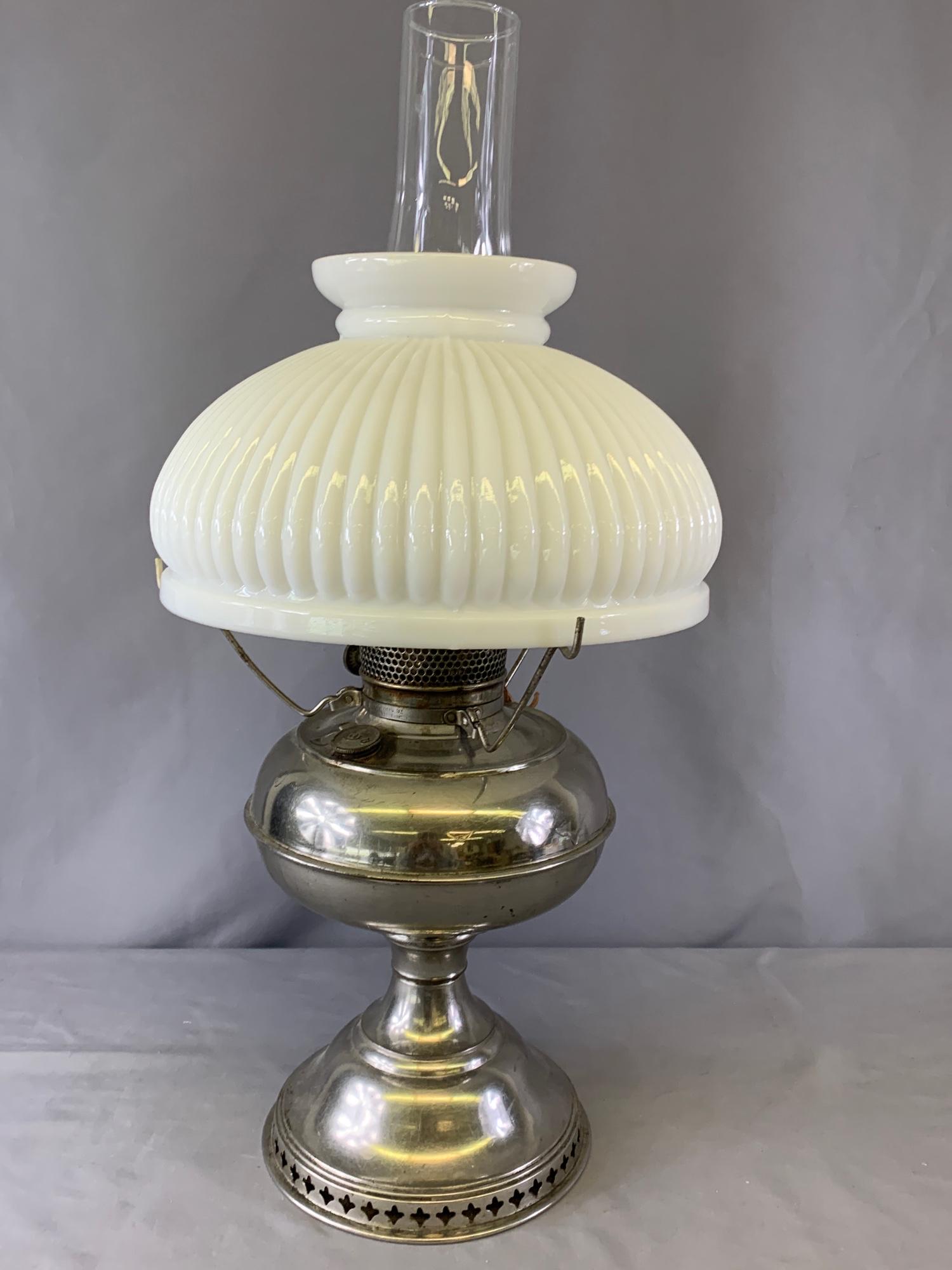 Antique “Rayo” Kerosene Lamp with Milk Glass Shade: Antique “Rayo” Kerosene Lamp with Milk Glass Shade