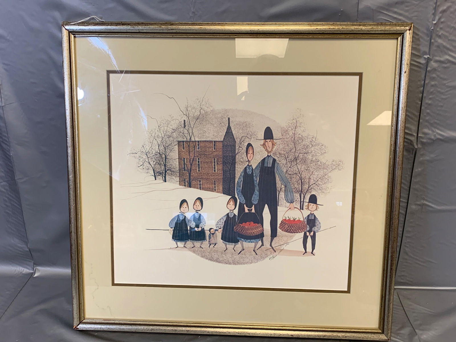 P. Buckley Moss Artwork: Amish Apple Gathering: Measurements: 23 x 23”