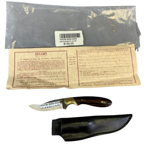 Kelgin Orvis Sheath Knife: Handmade in USA. Numbers on knife blade.