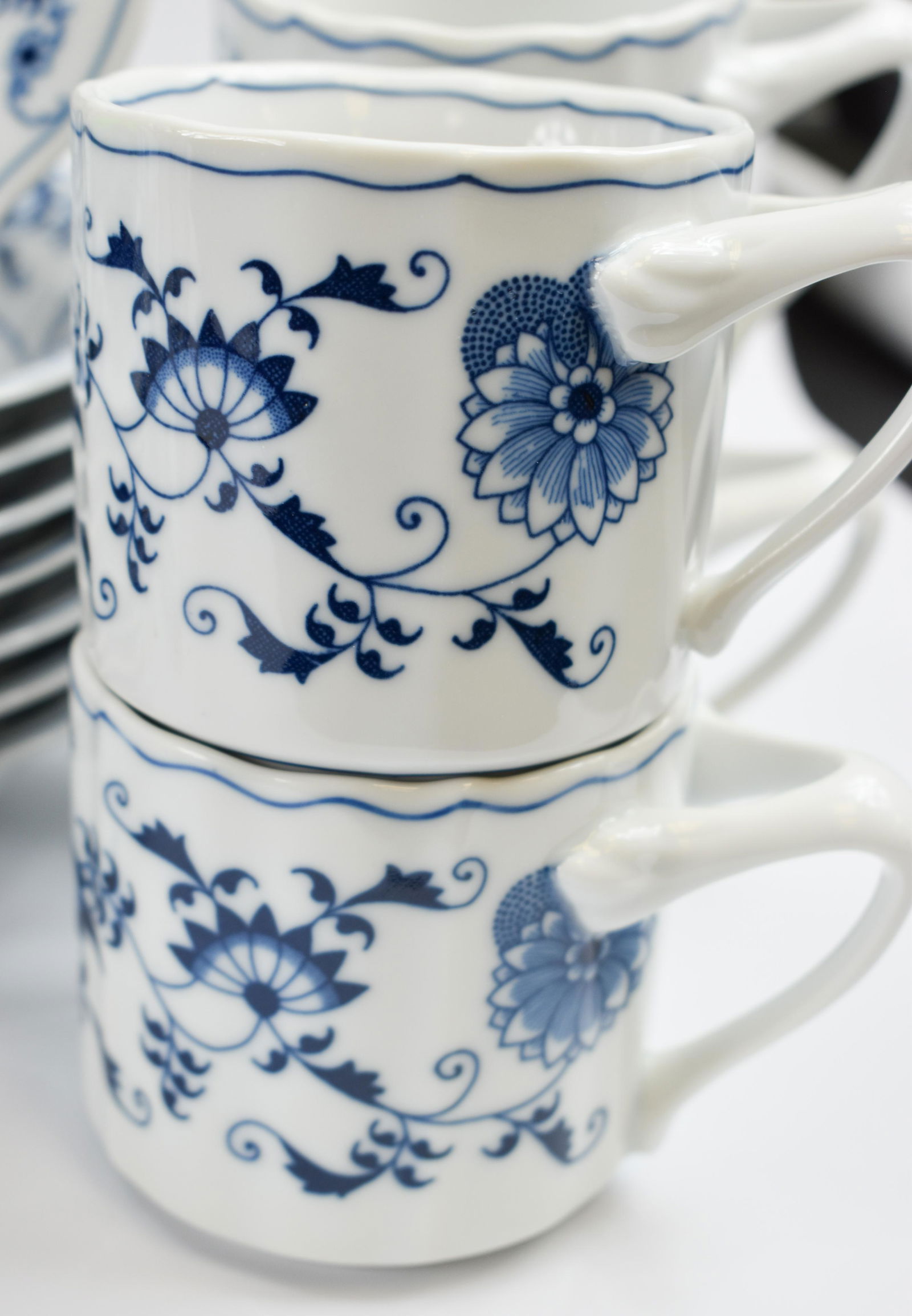 Blue Danube Dishes: 9 Dinner Plates 14 Lunch Plates 12 Bread Plates 7 Cereal Bowls 8 Soup Bowls 16 Mugs Note: Some of the dishes are chipped and/or cracked.