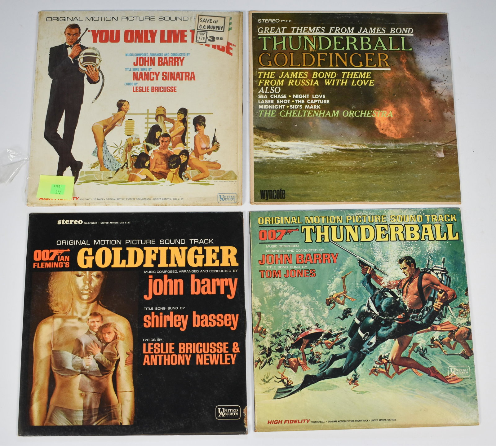 4 Misc. Vintage Record Albums: James Bond/007: 4 Misc. Vintage Record Albums: James Bond/007