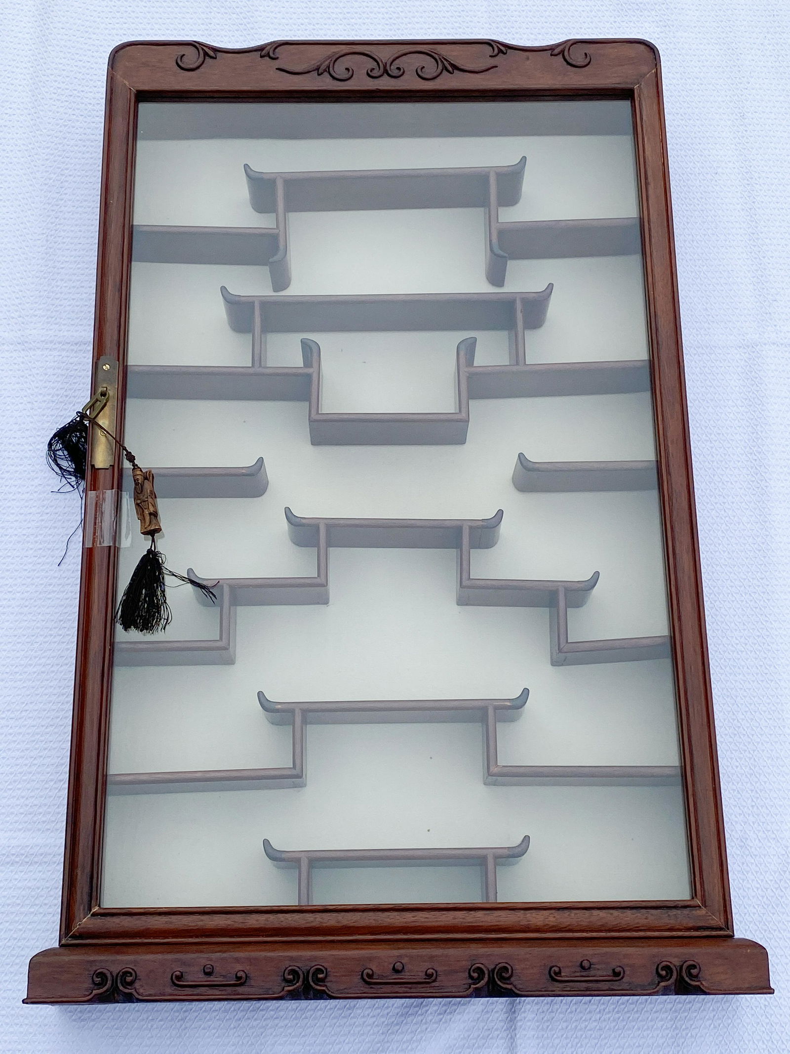Chinese Hanging Wall Mount Display Cabinet: Height: 33.25 Width: 20 Length: in