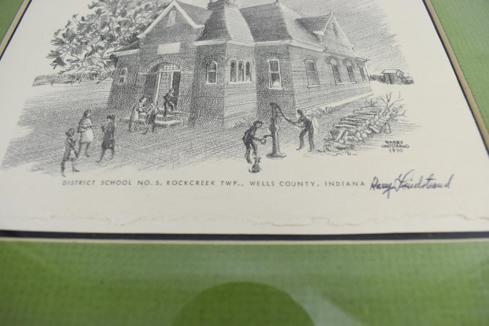 Harry Lindstrand 1970 Wells County, IN Artwork: District School No. 5, Rockcreek TWP., Wells County Indiana by Harry Lindstrand Indiana Artist Height: 7 Width: 9 Measurement Unit: in