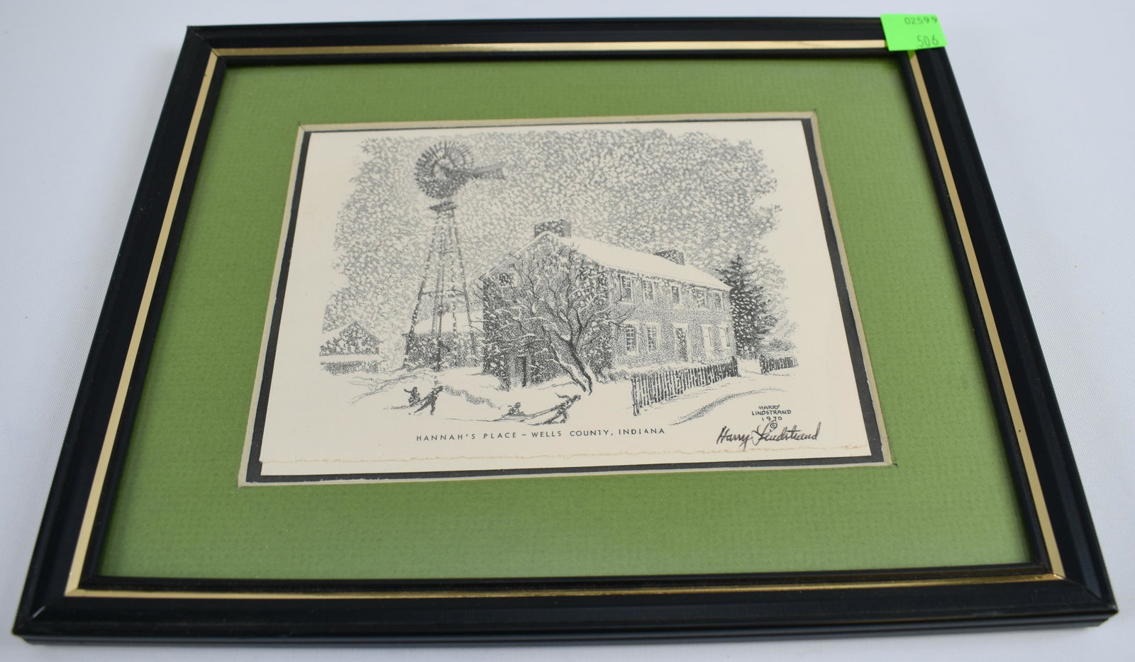 Hannah's Place by Harry Lindstrand 1970 Wells County, IN Artwork: Hannah's Place - Wells County, Indiana by Harry Lindstrand Indiana Artist Height: 7 Width: 9 Measurement Unit: in