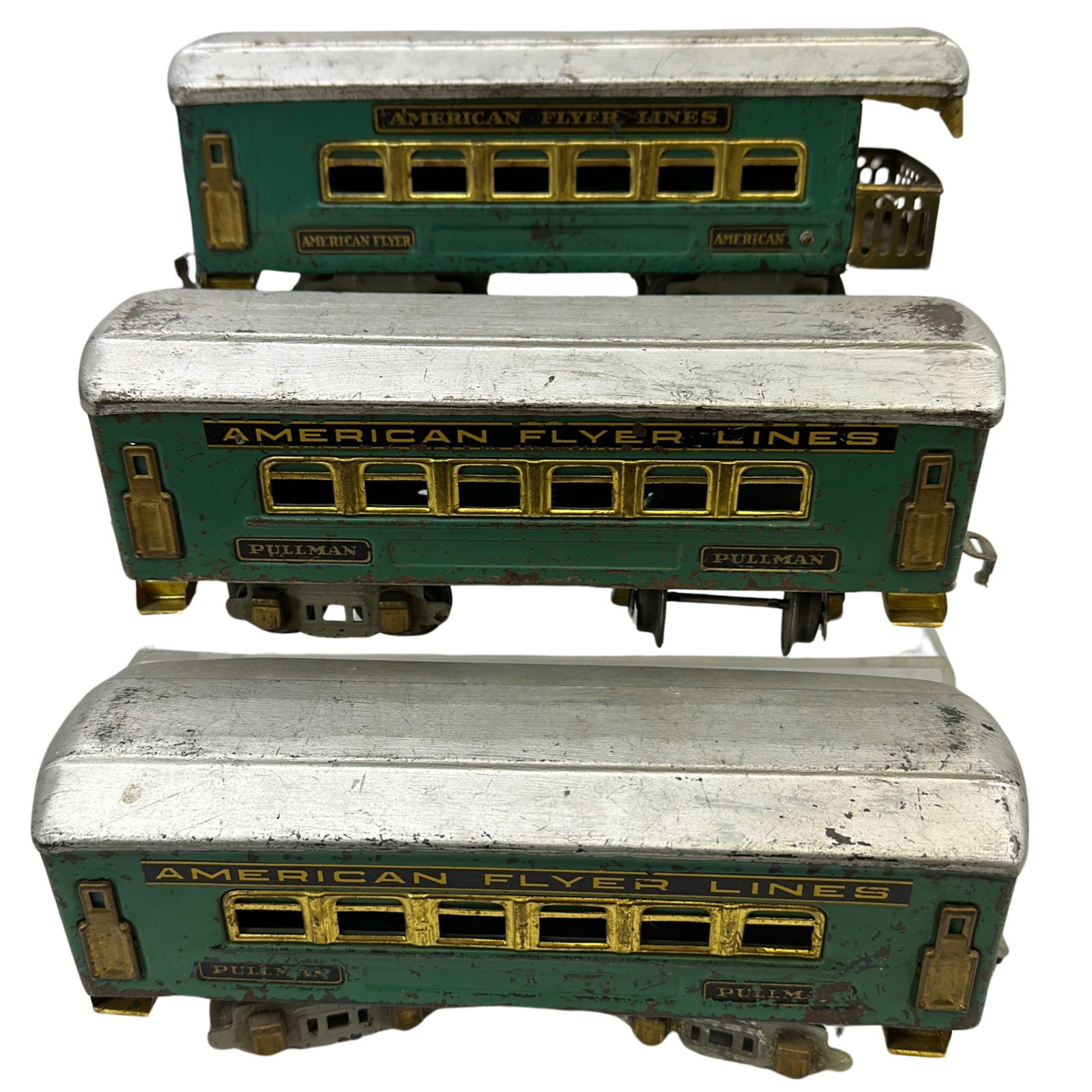 American Flyer Lines 3 Passenger Pullman Cars Green (1 of 6)