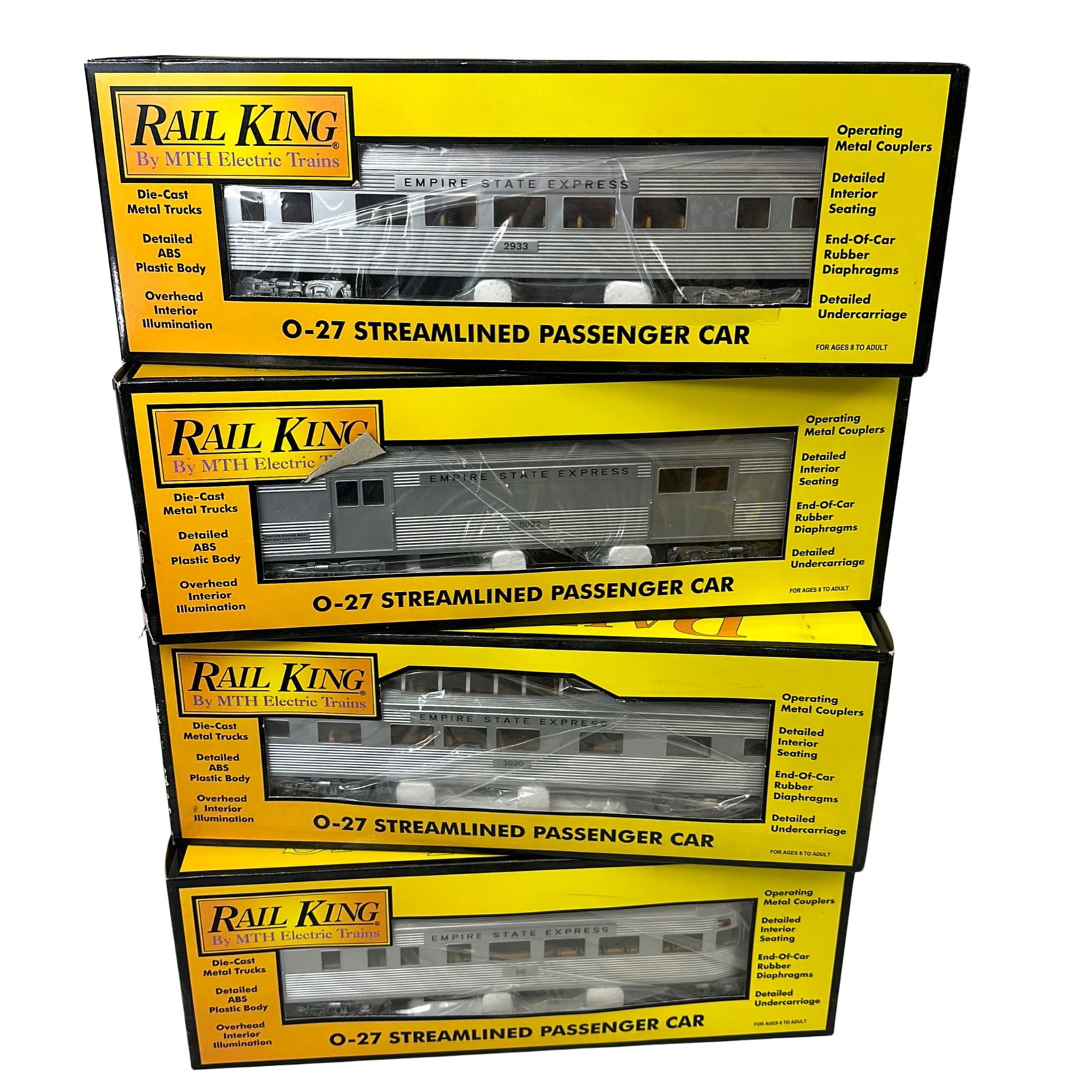 NYC Empire State Series Streamline Passenger Set 30-6113B, C, D, E, Rail King MTH Electric Trains (1 of 7)