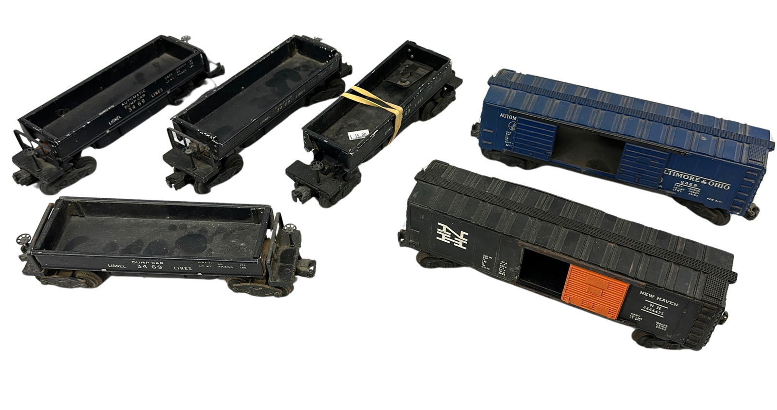 Lionel 4 3469 Automatic Dump Cars+2 Boxcars NH B&O (1 of 6)