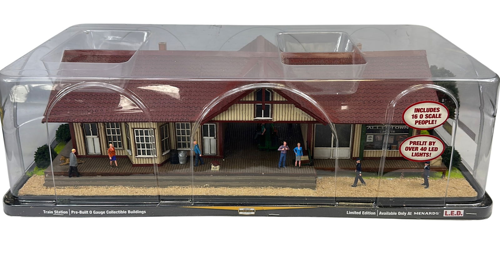 Menards GoldLine Building Prelit Train Station & People (1 of 6)