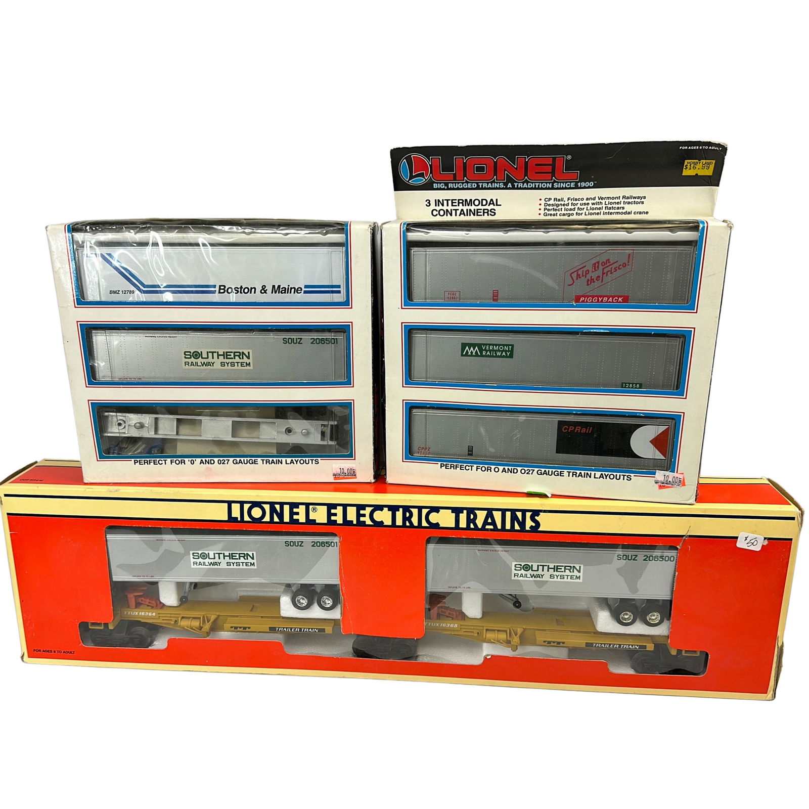 Lionel TrailerTrain TTUX Flatcar 16365 3Pack Intermodal (1 of 9)