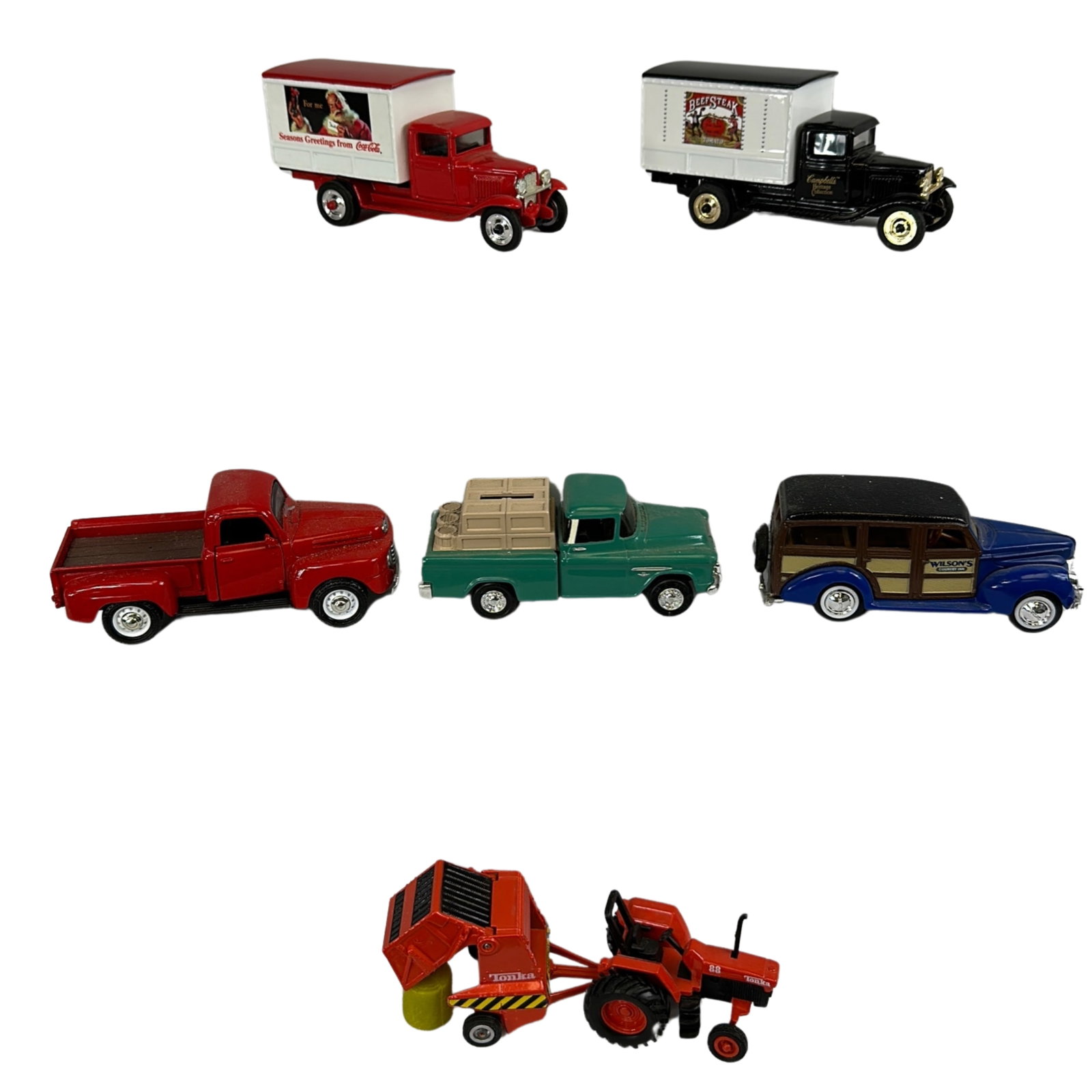 Vehicles Panel Trucks Coke Campbells Ford Woody Tractor: Mixed Lot Diecast Vehicles: Panel Trucks Coke Campbells Ford Woody Tractor