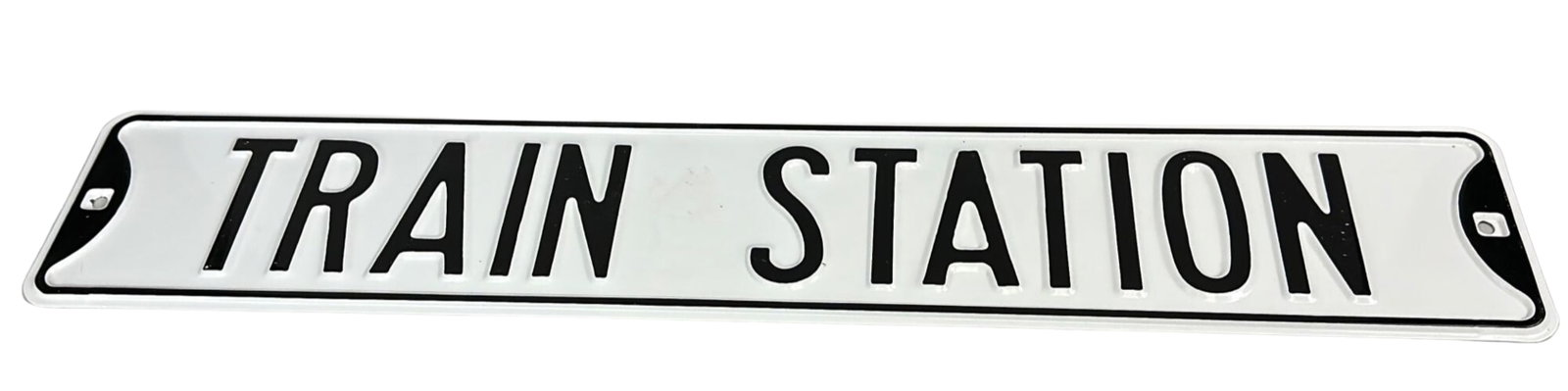 32" Enamel Steel TRAIN STATION Street Sign Black &White: 32" Heavy Metal Enamel on Steel TRAIN STATION Street Sign Black and White