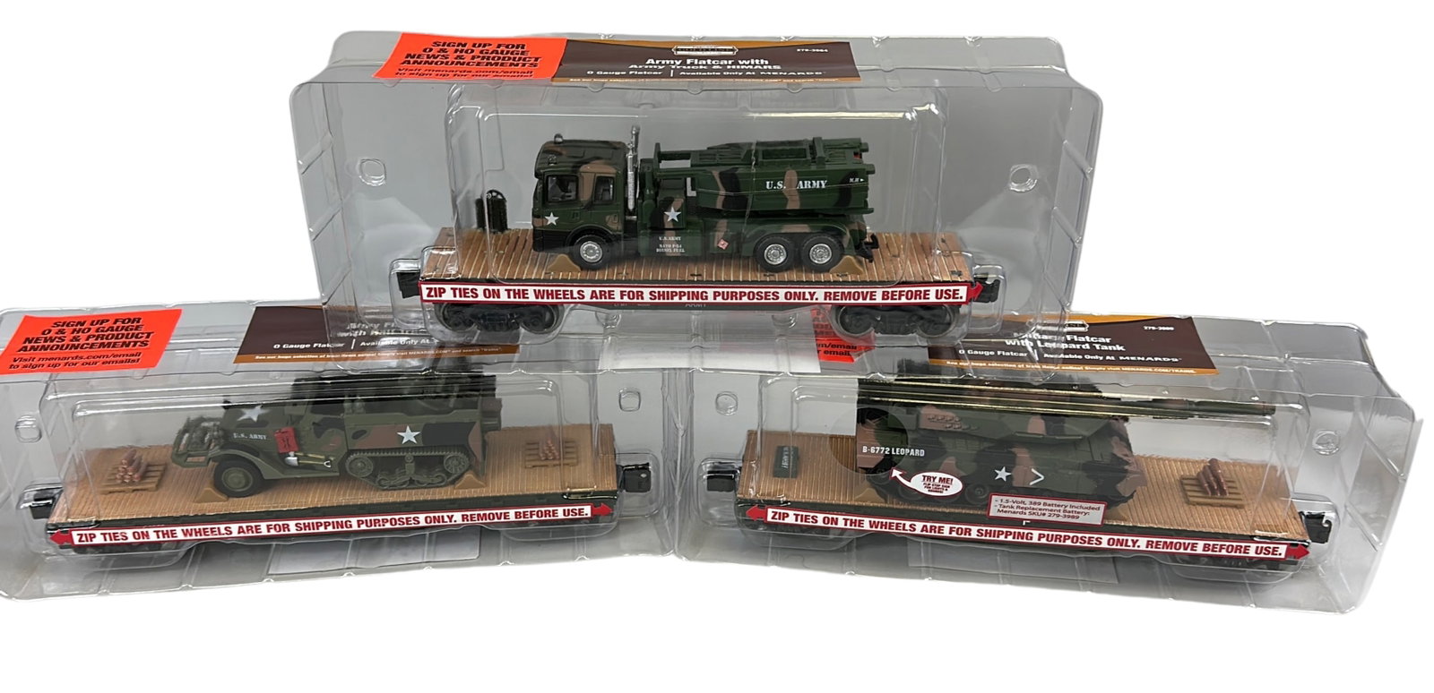 Menards Army Truck Half-Track Tank 279-3964 3384 3989: New in Box Menards Army Flatcars Truck Half-Track Tank 279-3964 3384 3989