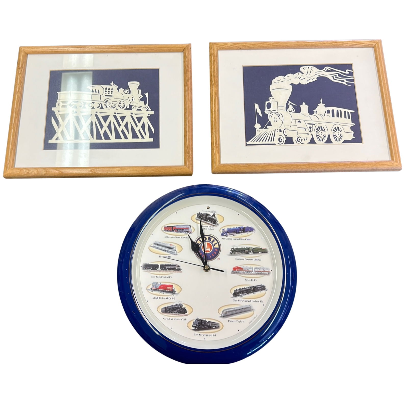 Lionel Train Wall Clock with Sound Untested + Die Cut Paper Wall Art Framed (1 of 6)