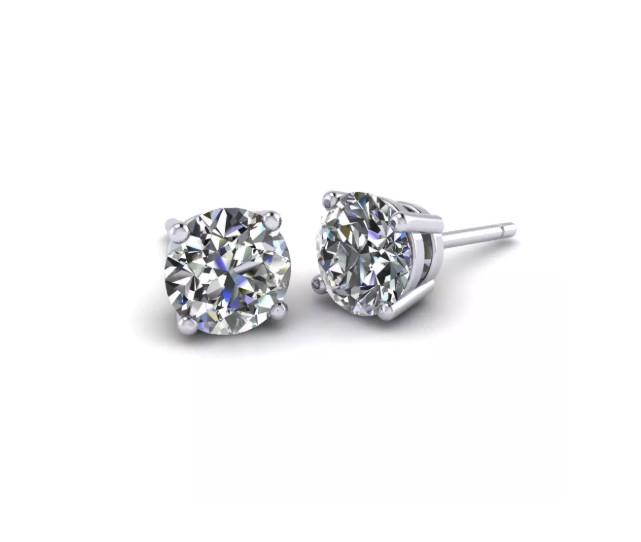 Certified 3 ctw Diamond Studs - 14K White Gold (1 of 6)