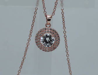 Certified 1.4 ctw diamond necklace - 14k rose gold