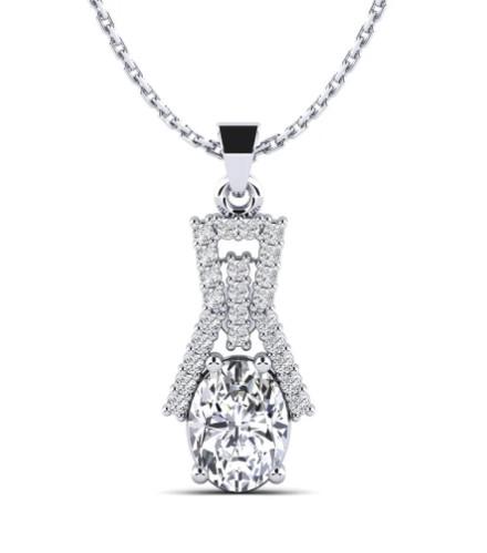 Certified 1.2 ctw Diamond Necklace - 14K White Gold (1 of 5)