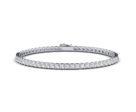 Certified 9.6 ctw diamond tennis bracelet - 14k White Gold (1 of 5)
