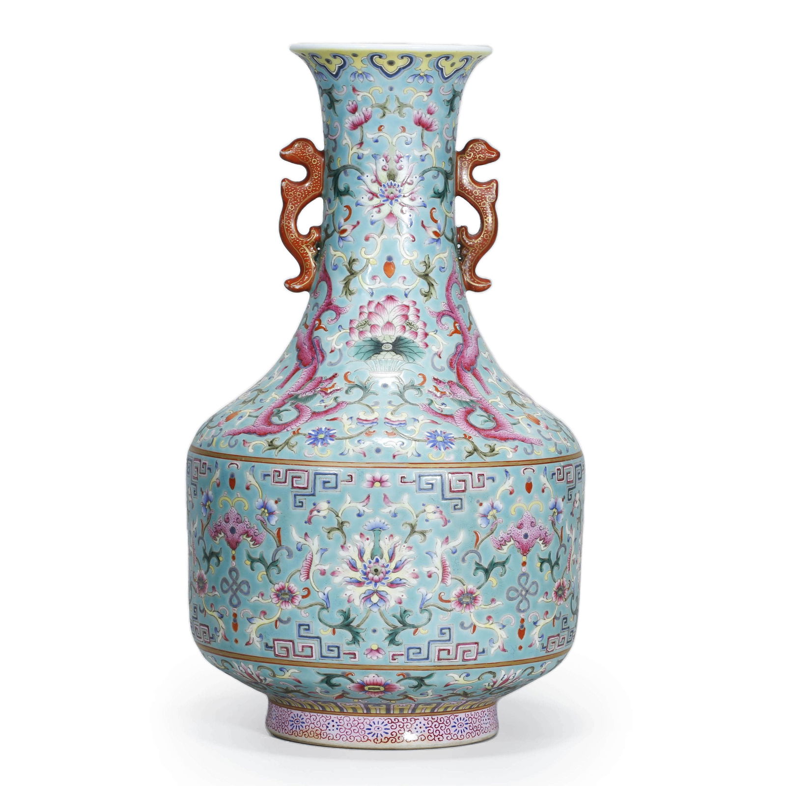 Famille Rose Turquoise Blue Vase (1 of 9)