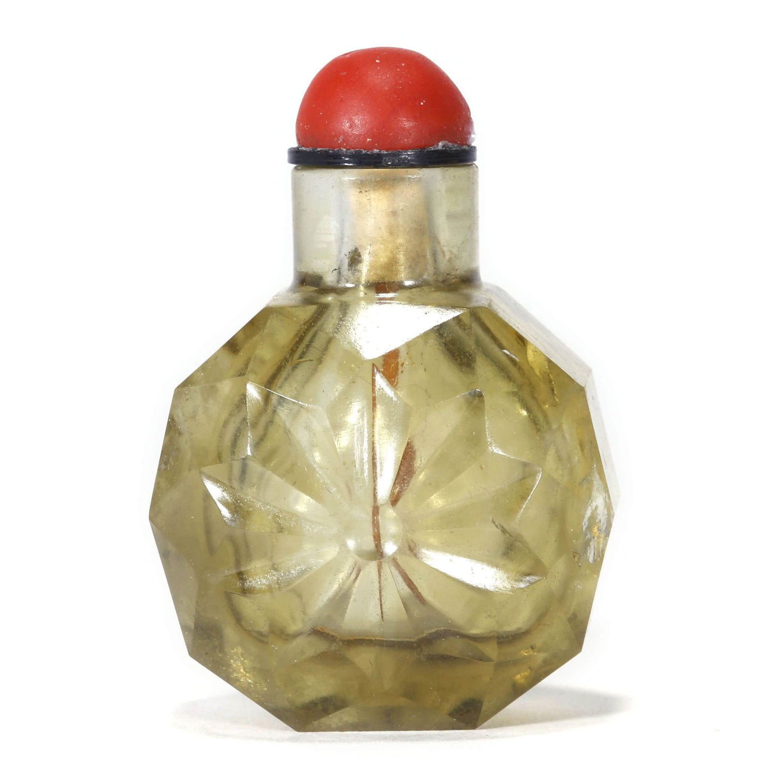 Yellow Crystal Faceted Snuff Bottle (1 of 4)