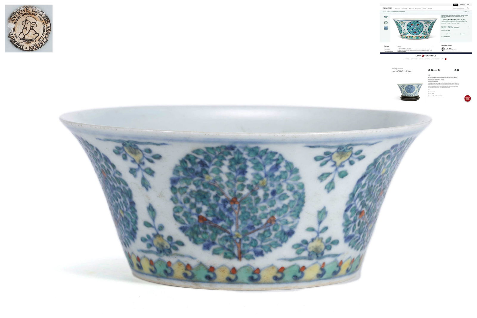 A Doucai Glaze Flower Bowl: A Doucai Glaze Flower Bowl 6 1/3 in. (16 cm.) diam. Provenance: Formerly in the collection of British Antique Dealer Association. Auction Result Comparsion: Compare a close related lot, at Christieâ�