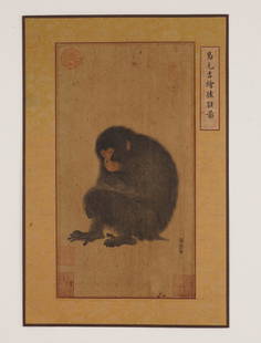 A Chinese Monkey Painting On Silk, Yi Yuanji Mark: A Chinese Monkey Painting On Silk, Yi Yuanji Mark 12 1/3 x 6 11/16 in. (31 x 17 cm.) Provenance: Acquired from the British Antique Dealer Association. From the collection of William Cleverly. Lot deta