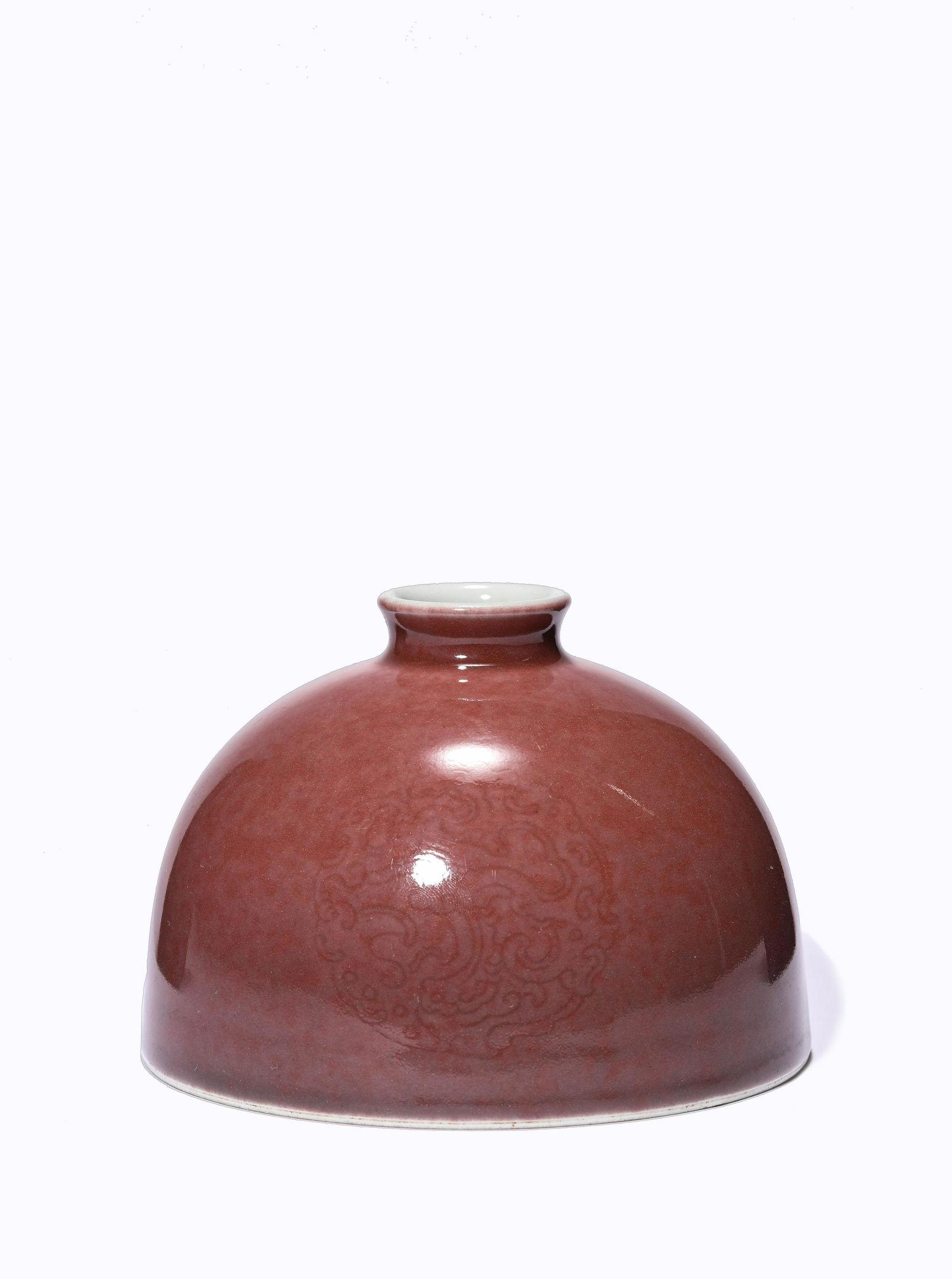 A Peach Bloom Red Glaze Beehive Water Pot, Taibai Zun (1 of 5)