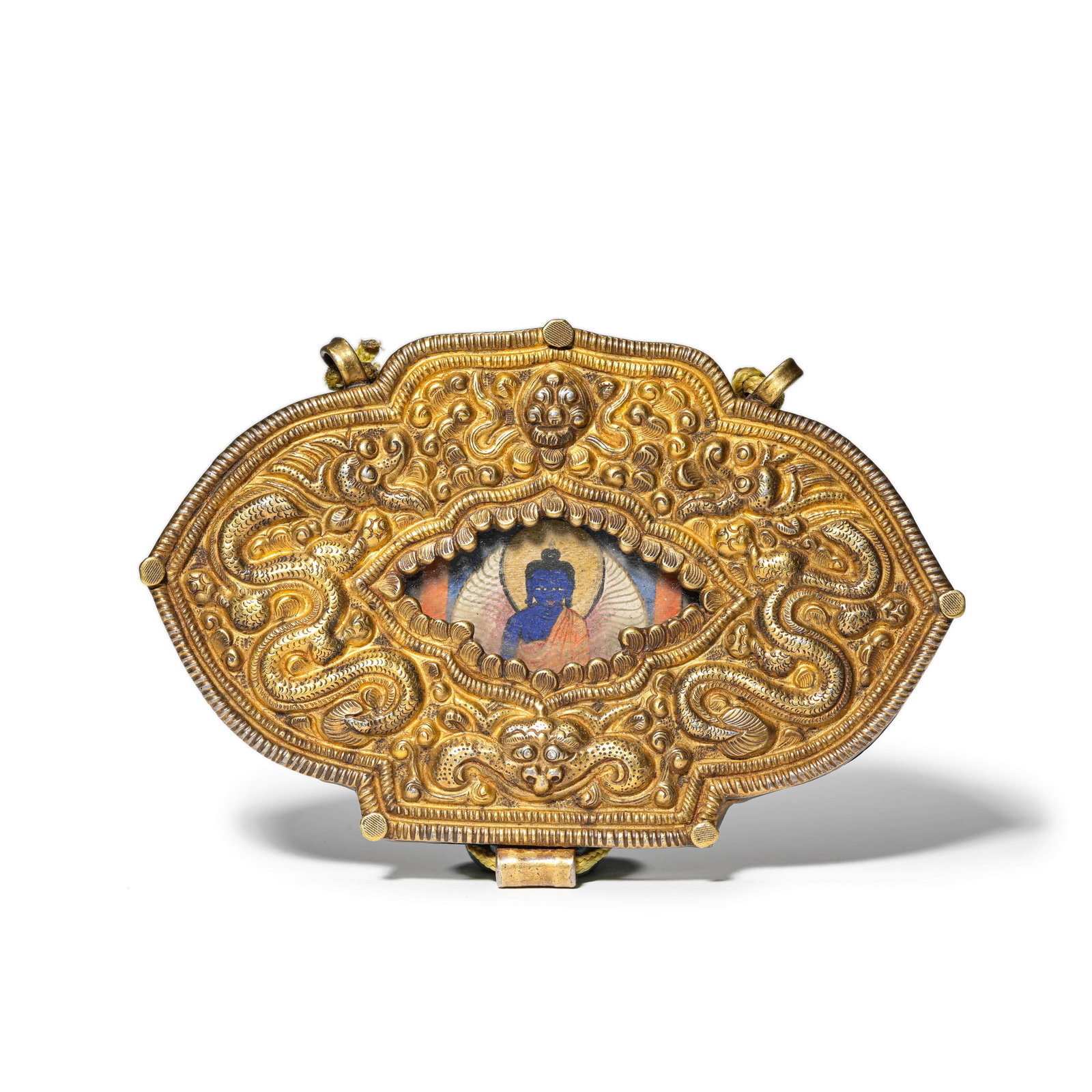 A Tibetan Gilt Pendant Box: A Tibetan Gilt Pendant Box Length:11.5cm, Width:8cm
