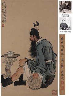 XU BEIHONG, FIGURE PAINTING ON PAPER, HANGING SCROLL: XU BEIHONG, FIGURE PAINTING ON PAPER, HANGING SCROLL 80x48cm Condition: Any condition statement is given as a courtesy to a client, is only an opinion and should not be treated as a statement of fact.