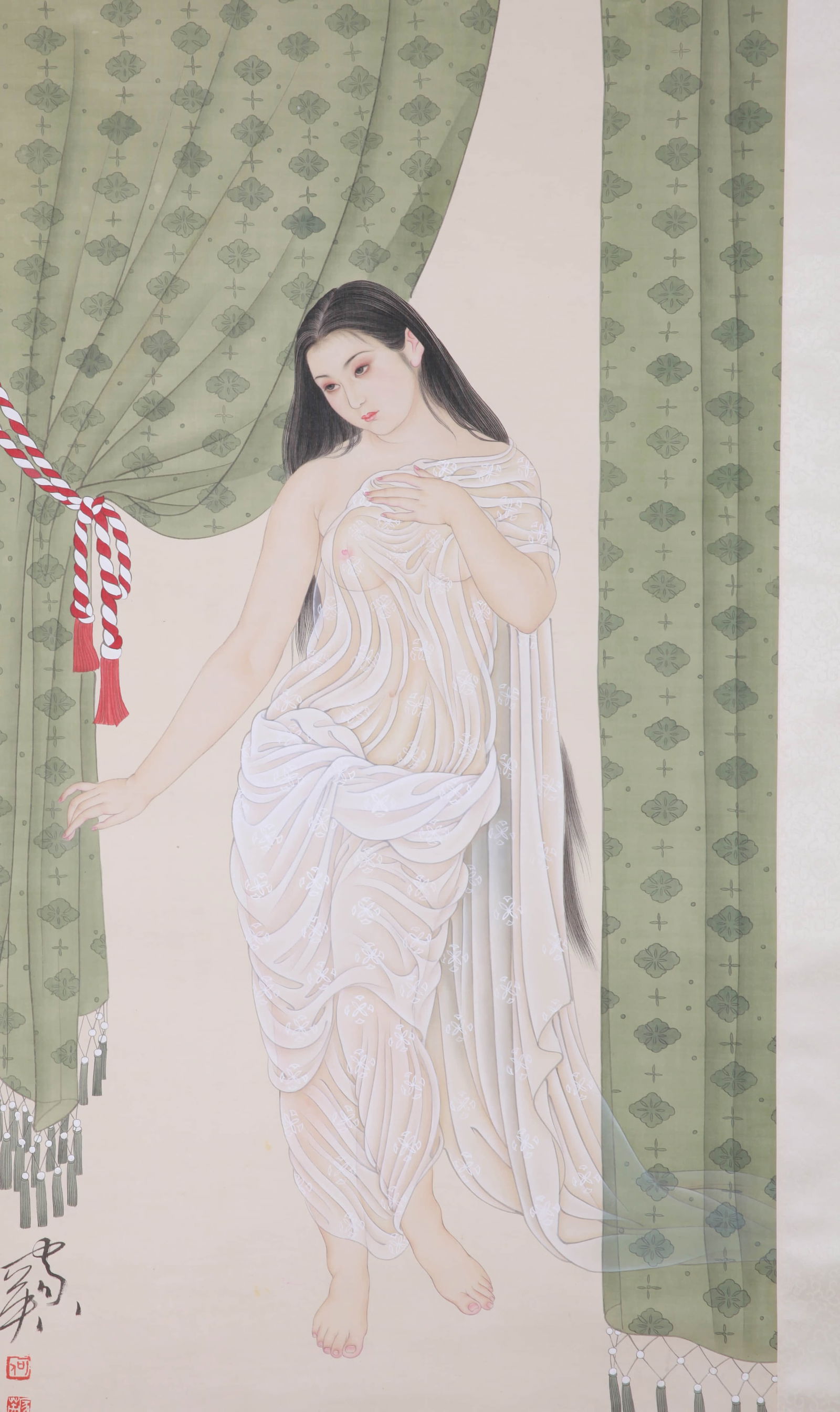 Figure, Ink And Color On Paper, He Jiaying Auction