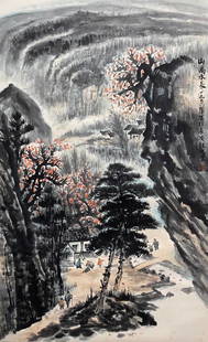 ZHAO WANGYUN (1906-1977), ATTRIBUTED TO, LANDSCAPE: ZHAO WANGYUN (1906-1977), ATTRIBUTED TO, LANDSCAPE Ink and color on paper, hanging scroll Dimension: 99×61cm All measurements are approximate. Any condition statement is given as a courtesy to a clie