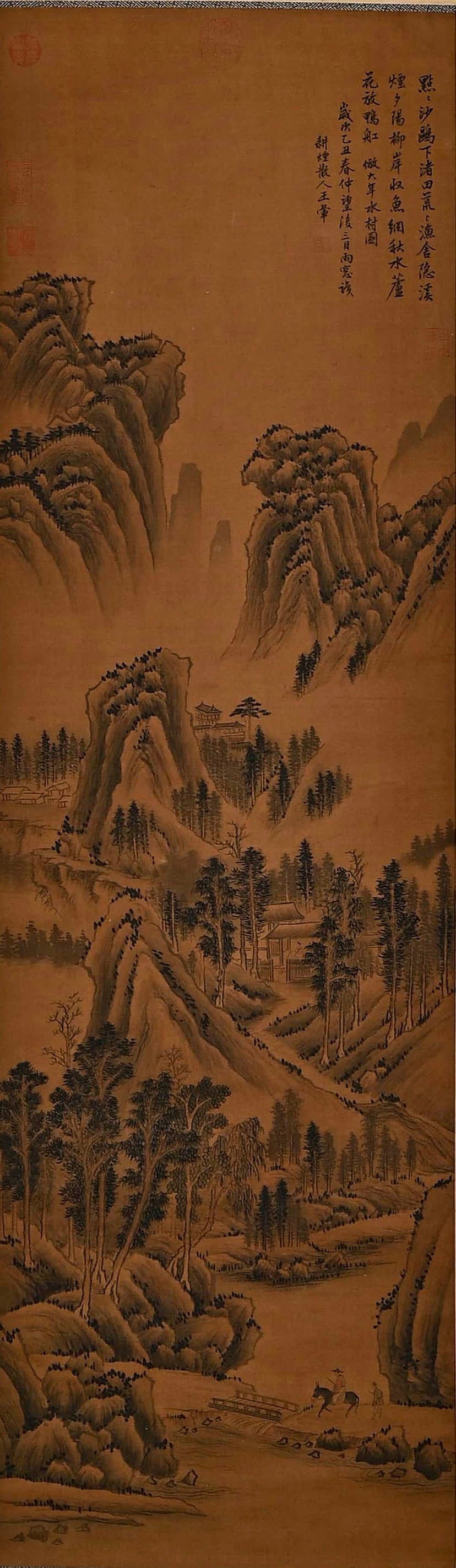 WANG HUI (1632-1717), ATTRIBUTED TO, LANDSCAPE: WANG HUI (1632-1717), ATTRIBUTED TO, LANDSCAPE Ink on silk, hanging scroll Dimension: Length: 136 cm (53 9/16 in.), Width: 39 cm (15 3/8 in.) All measurements are approximate. Condition: Any condition