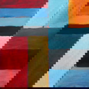 SEAN SCULLY (1945-): SEAN SCULLY (1945-) Signed (reverse), OIL ON CANVAS Dimension: Image Size: 47 1/8 by 47 1/8 inches (120 by 120 cm) All measurements are approximate. Sean Scully, a prominent contemporary artist born i