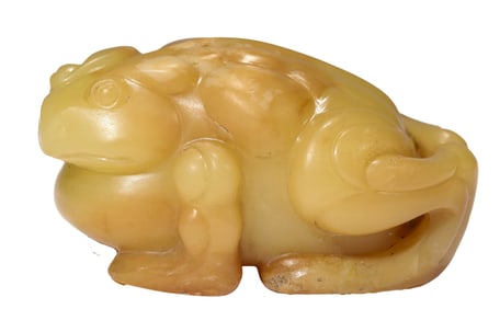 A YELLOW JADE TOAD