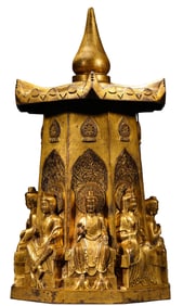 A GILT-BRONZE STUPA