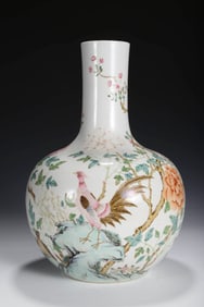 A FAMILLE ROSE ROOSTER TIANQIUPING