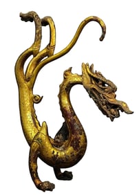 A GILT-BRONZE STANDING DRAGON