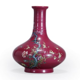 A ROUGE RED GLAZE FLOWER VASE