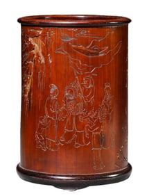 A CARVED BAMBOO BRUSH POT