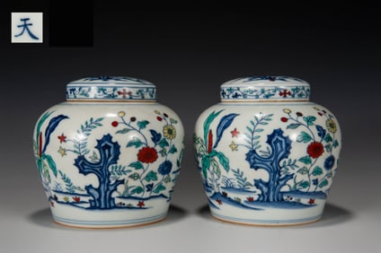 A PAIR OF DOUCAI LANDSCAPE JARS