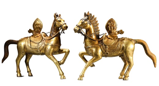 A PAIR OF TIBETAN HORSES