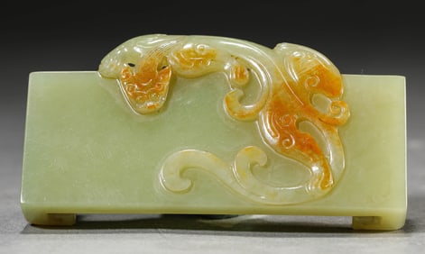 A YELLOW JADE CHILONG INK REST