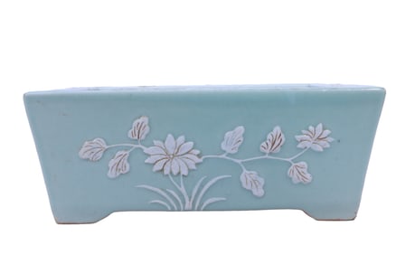 A CELADON FLOWERS JARDINIERE