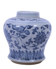 A BLUE AND WHITE JAR