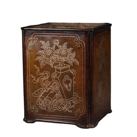 A SILVER INLAID BRUSH POT